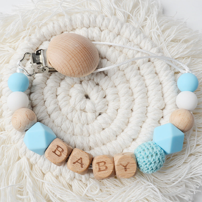 Silicon & Wood Pacifier Clip Chain