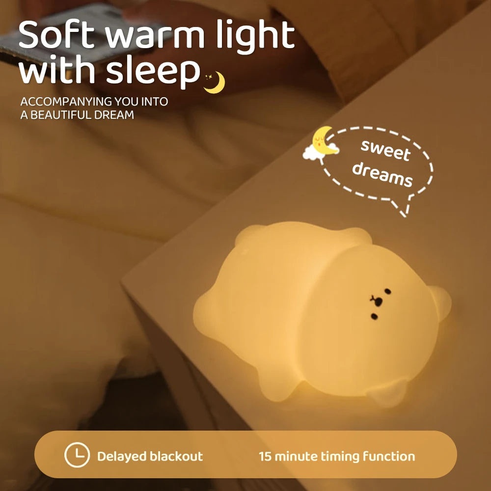 Lying Flat Bear Feeding Night Lamp